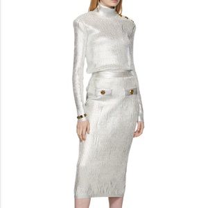 Balmain Silver Rib
Knit Skirt and Turtleneck